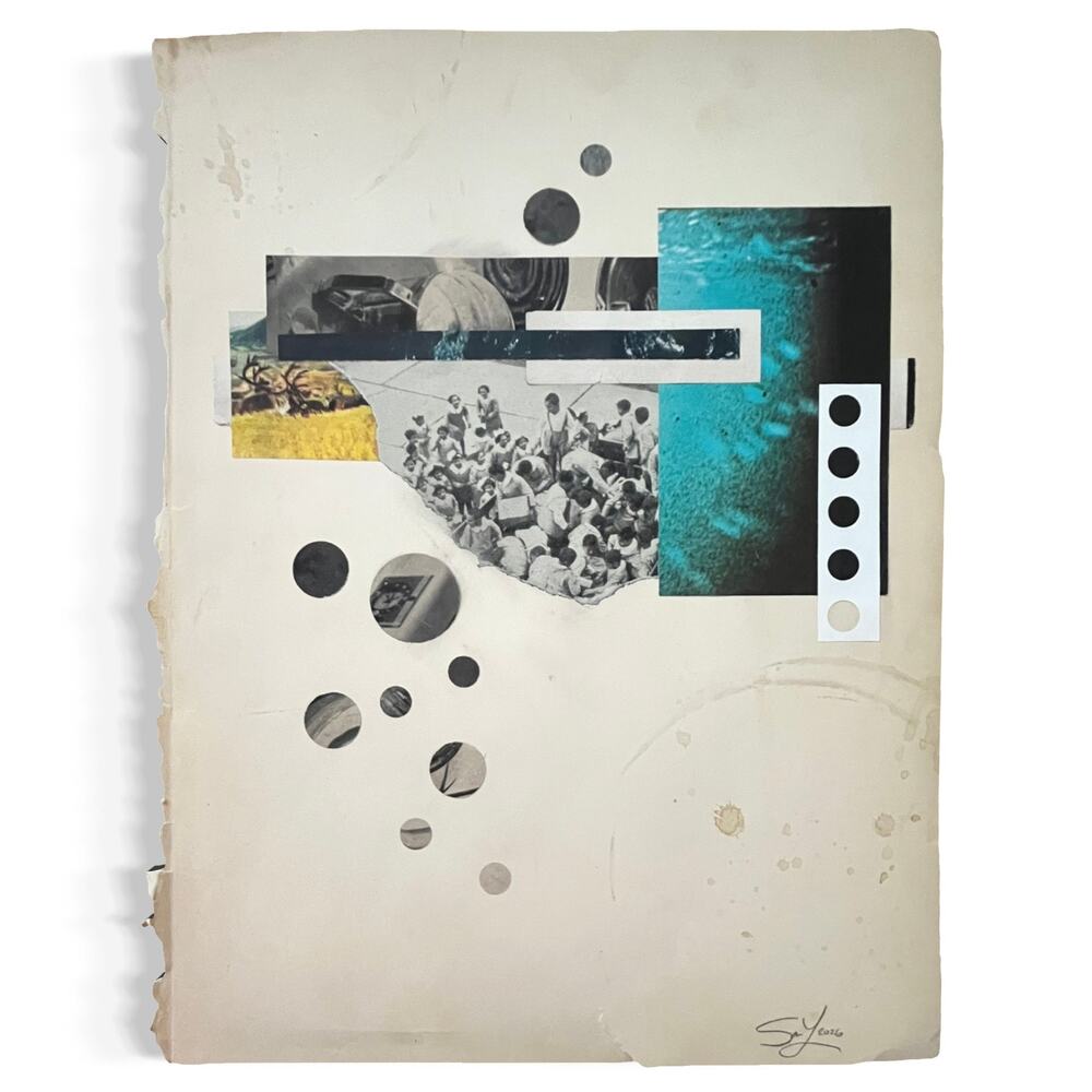 Original Mixed Media Modern Art Collage "Irrequisite" 8.75x11.5" Signed